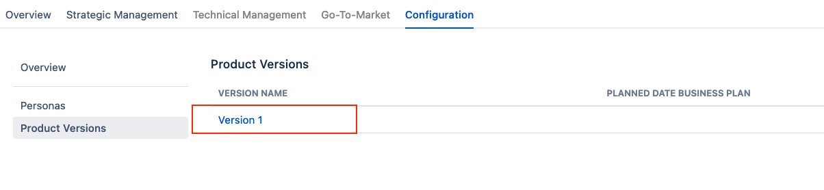 Overview product versions in Product Management Dashboard