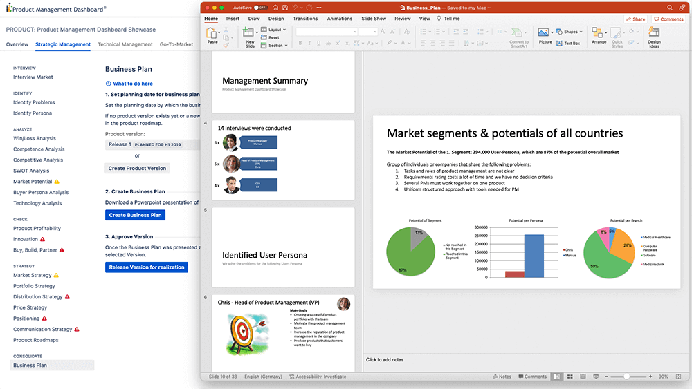 Agile Business Plan in Product Management Dashboard